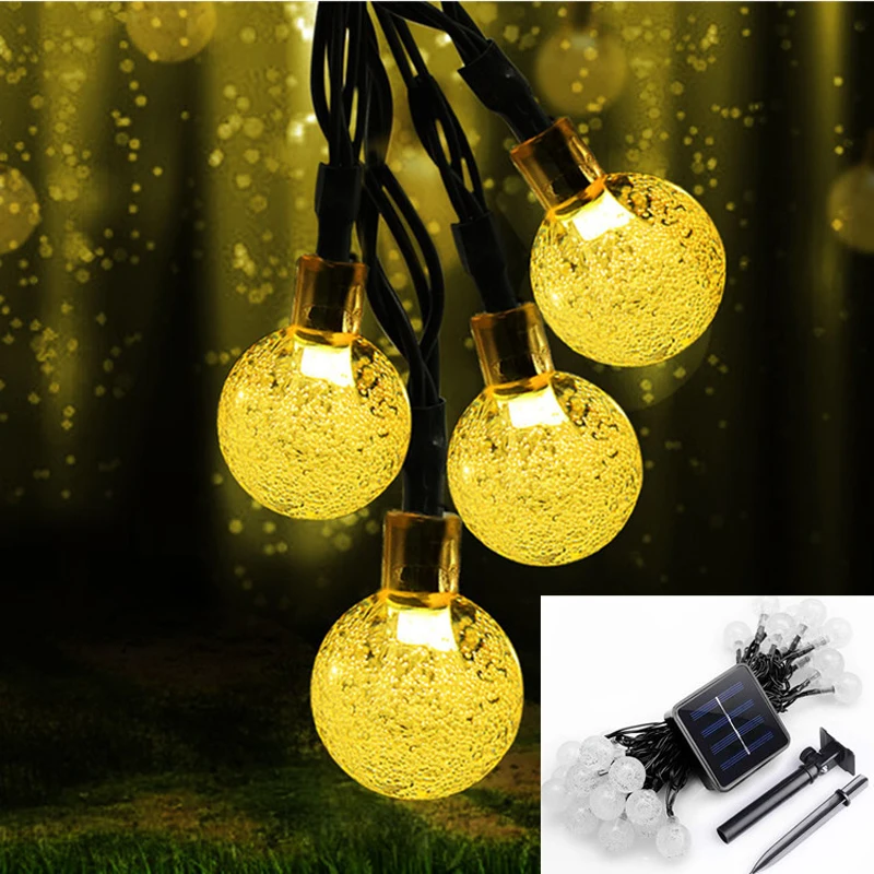 30LEDs Solar Lamp Crystal Ball LED String Light 6M Waterproof luz solar Charge Fairy Garland For Outdoor Garden Christmas Party