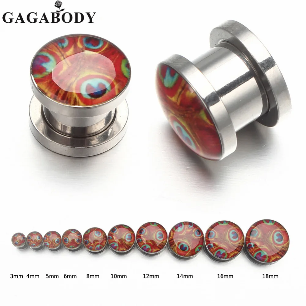 GAGA 1pair 318mm Punk Stainless Steel Screw Tunnel Plug Ear Expander