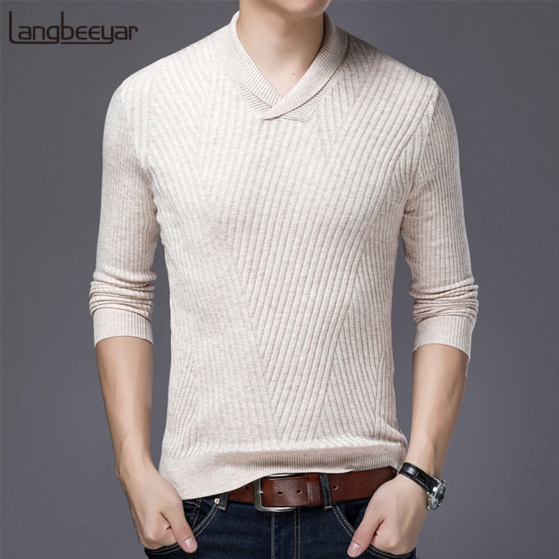 

2019 New Fashions Brand Sweater For Mens Pullovers Slim Fit Jumpers Knitwear Warm Autumn Korean Style V Neck Casual Mens Clothes