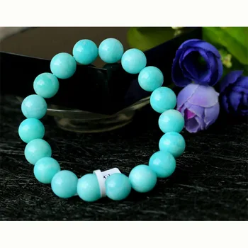 

Wholesale High Quality Genuine Natural Peru Blue Amazonite Stretch Finished Beaded Bracelet Round Loose beads 10mm