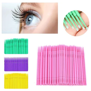 

100pcs Mini Swab Disposable brush Applicators Eyelashes Extensions Makeup Glue Remover Cleaner Mascara Beauty Brush Kit Tools
