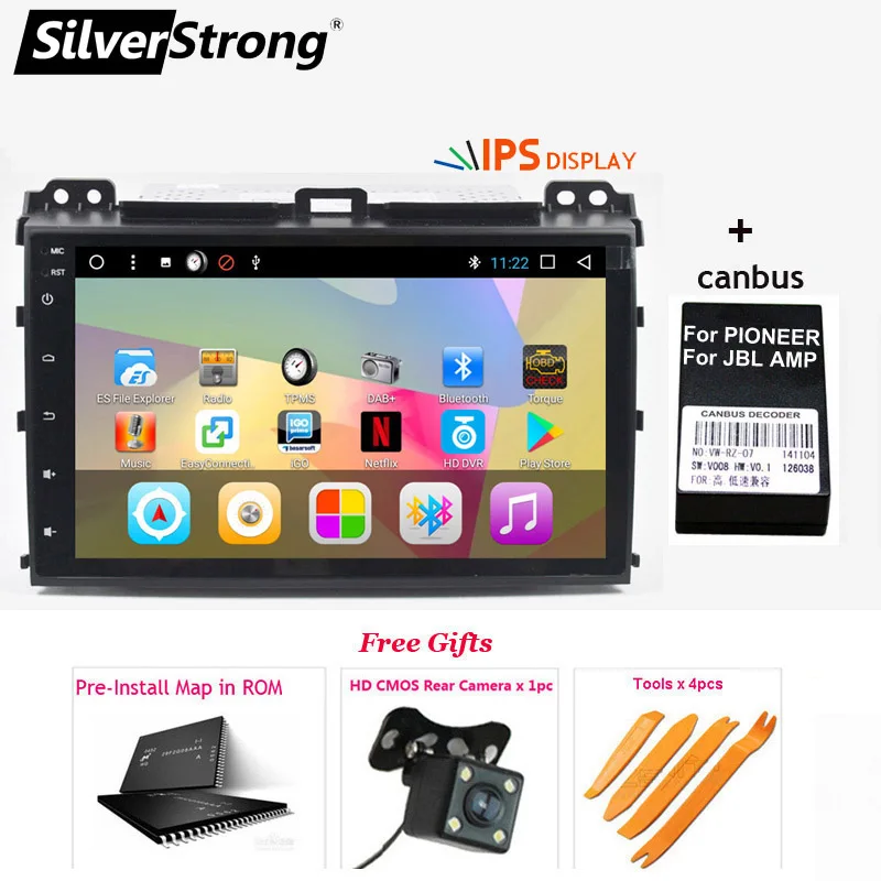 Silverstrong 2Din ips Android8.1 gps автомобильный радиоприёмник для TOYOTA Prado 120 LEXUS GX470 автомобиля