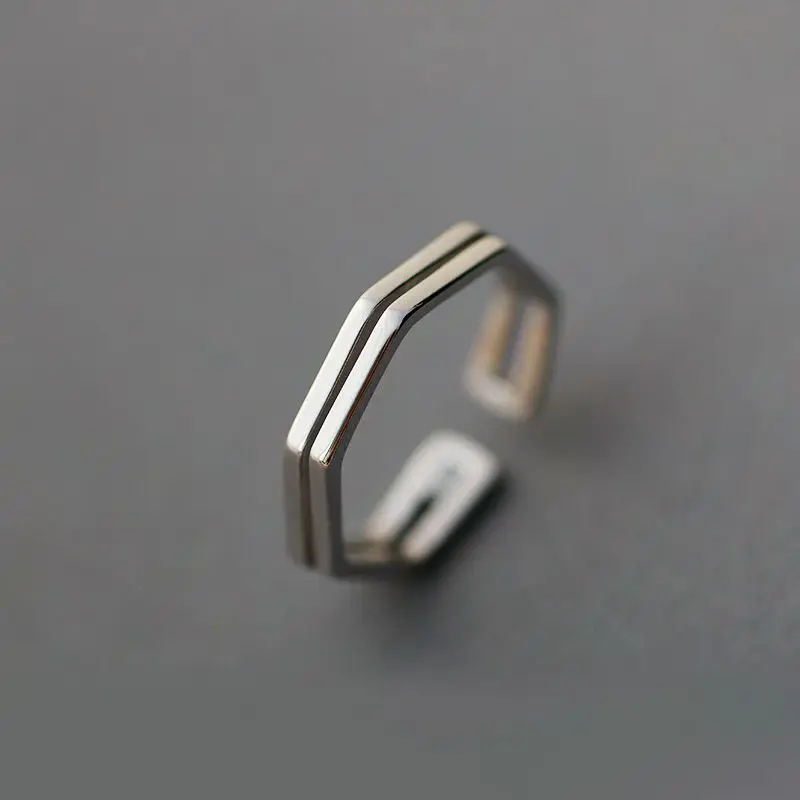 

Women Stylish Solid 925 Sterling Silver Ring Adjustable Punk Style Simple Plain Silver Finger Ring Band Lovely Friendship Gift