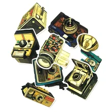 9 Uds Cámara nostálgica Cool pegatina de graffiti maleta cubierta de carrito impermeable Retro Cámara Vintage gramófono DIY estilo pegatina