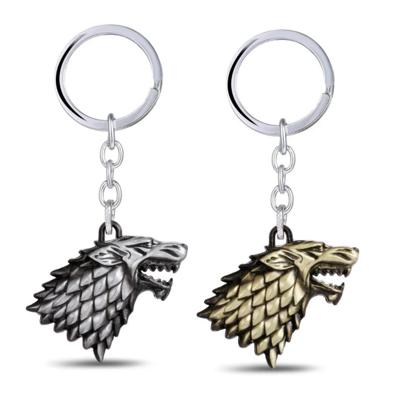 

Game of Thrones Keychain Son of Ice and Fire Wolf head Badge Key Chains House Stark of Winterfell Pendant Women Men Gift keyring