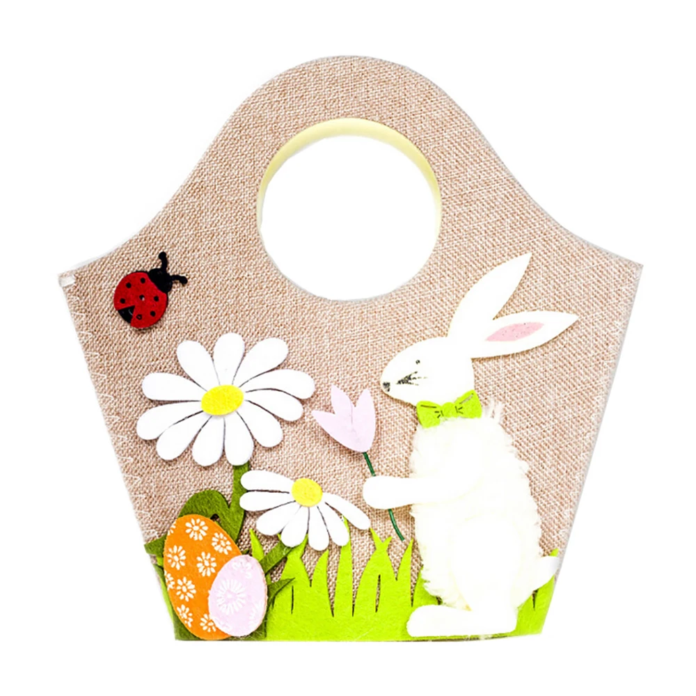Счастливый Пасхальный мешок бирки для украшения в скандинавском стиле тканевая сумка-шоппер пасхальное яйцо кролик Портативная сумка для хранения белая корзина в форме кролика