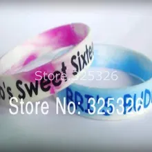 Радужный цветной логотип печать на браслете, принимаем индивидуальный дизайн силиконовый браслет, 100 шт/партия