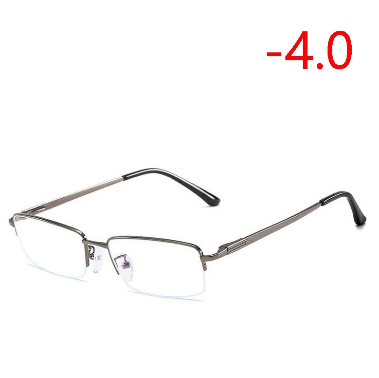 Myopia 400 1,56 асферические линзы полуоправа бизнес очки для близорукости с градусом Ретро Металлические квадратные близорукие очки 0~-4,0 - Цвет оправы: Myopia 400