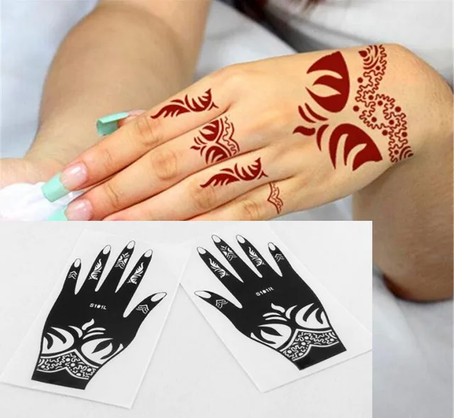 2 pcs nouveau tatouage réutilisation main tatouage au henné pochoir Tatoo pâte modèle peinture à la