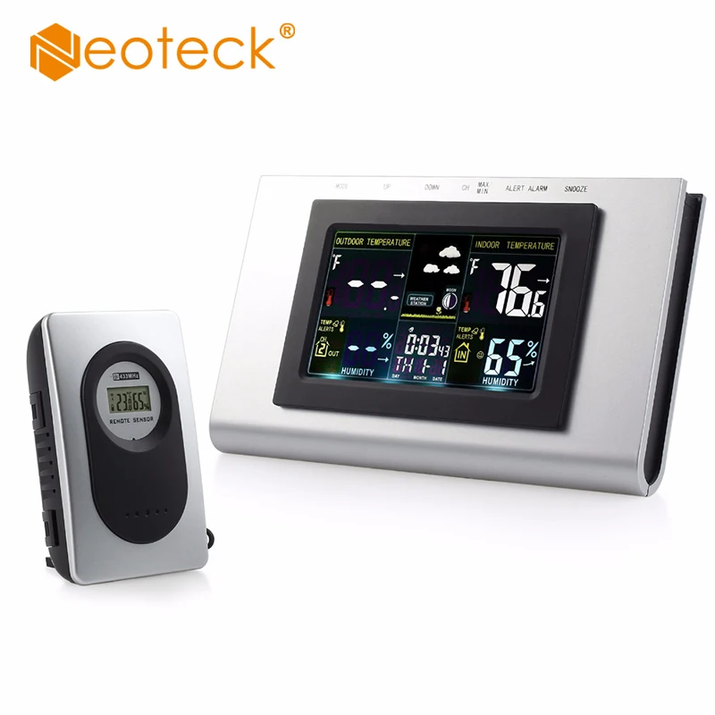 

Neoteck Digital LCD Wireless Indoor Outdoor Weather Station Temp Thermometer Alarm Clock For Temperature Humidity Tester