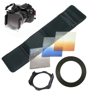 

Camera Lens Filter Kit Bag 49 52 55 58 62 67 72 77 82 mm Adapter Ring Keep Holder Blue Orange Gray Color Graduated Filters