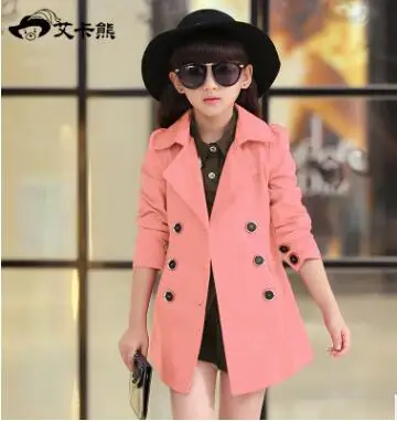 Новинка года; детское длинное пальто в Корейском стиле; пальто для девочек; Верхняя одежда для девочек - Цвет: Розовый