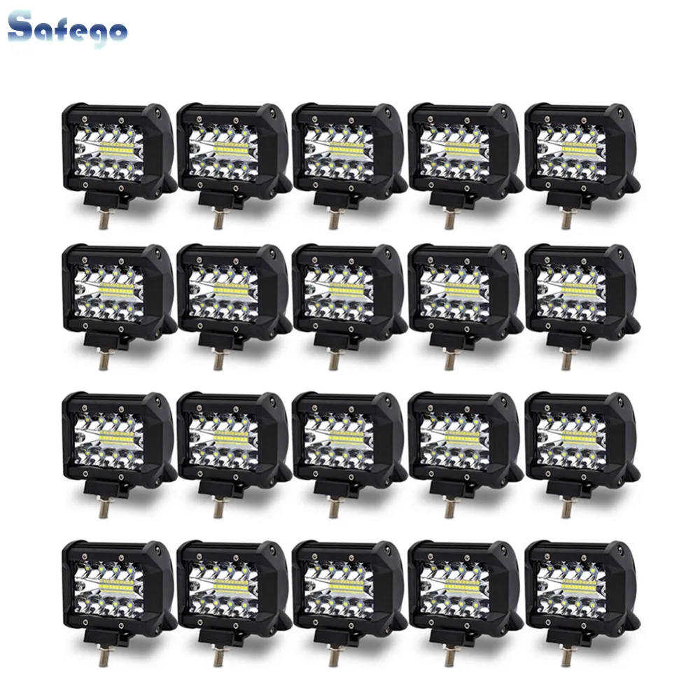 

Safego 20pcs 4 Inch 60W LED Spot Work Light Bar LED Chips Offroad Car Light 4x4 Driving Light Lamp For Truck Boat TR60W-SP-20