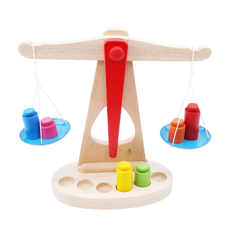 

Montessori Educational Baby Early Evelopment Scale Funny Balance Scale Weight Game Wooden Toy For Children Math Toys Set Gift
