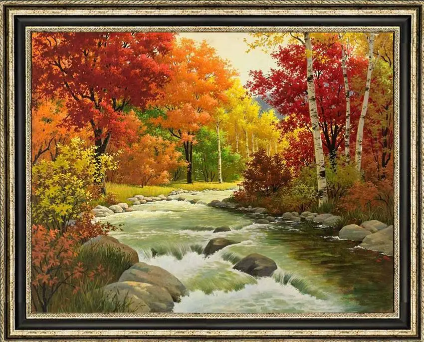 Oil painting Original art landscape Forest Tree on canvas