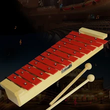 12 нот Glockenspiel ксилофон Образовательный музыкальный инструмент ударный инструмент, Подарочный красный алюминий+ Сосна ксилофон