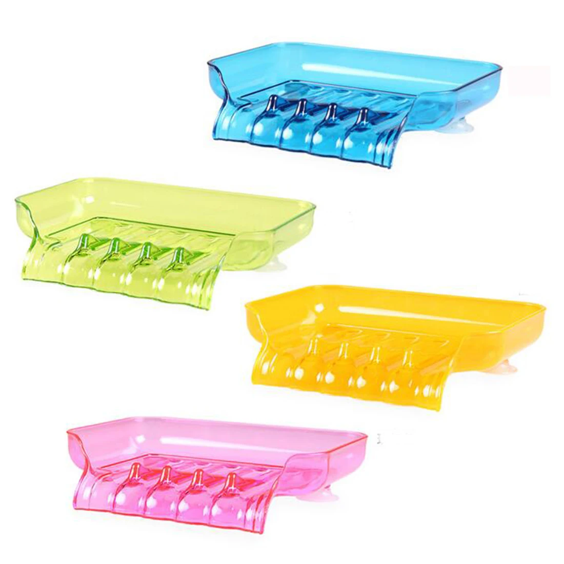 

Home Kitchen Clean Sucker Draining Soap Dish Storage Organizer Tray Holder Plastic Rack for Bathroom Toilet use