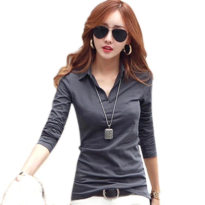 Gkfnmt t-shirt mujer manga larga algodón turn down collar tops Mujer Camisetas camiseta feminina 2017 ropa mujer Gkfnmt t-shirt mujer manga larga algodón turn down collar tops Mujer Camisetas camiseta feminina 2017 ropa mujer
