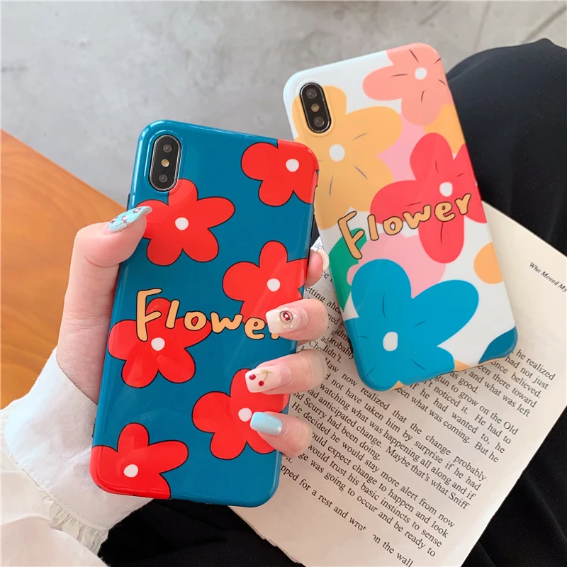 

Floral phone Cases For iphone 7 case for iphone XR XS Max X 6 6S 7 8 Plus watercolor flower petals soft silicon case capa