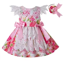 Pettigirl/новое платье принцессы платье с цветочным узором для девочек Летняя кружевная детская одежда G-DMGD203-20