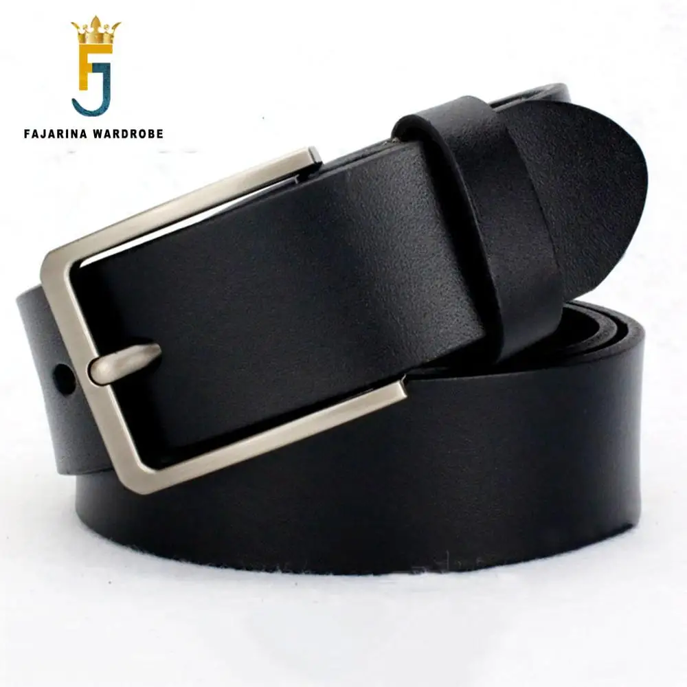 FAJARINA Quality Man Retro 38mm 100% Cowhide Genuine Leather Belts for Mens Luxury Design Men's Pin Buckle Belt Men NW0149