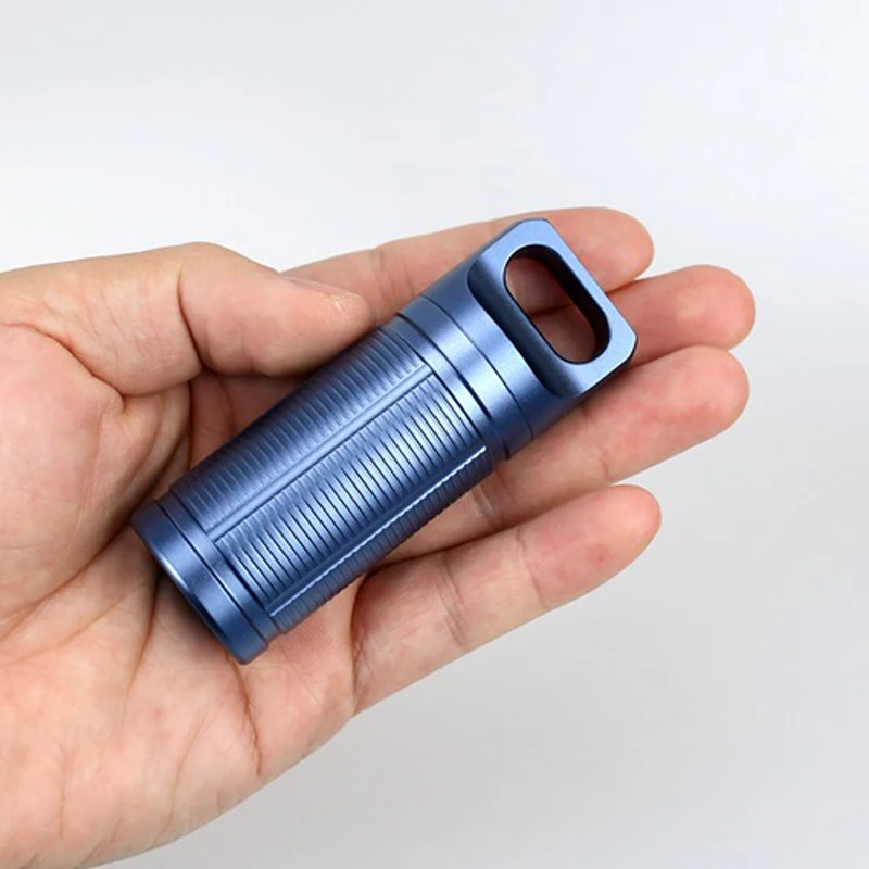 

Blue Aluminum Alloy Waterproof Canister Medicine Seal Capsule Bottle EDC Outdoor Camping Tool