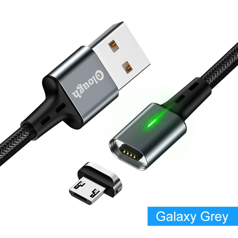 Elough 2 м Магнитный кабель usb type C кабель для iphone xr Micro usb кабель USB C шнур для зарядки телефона магнитное зарядное устройство для lightning Кабель Tipe c шнур для зарядки телефона - Цвет: Grey For Micro