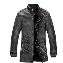 TUOLUNIU Горячее предложение Высокое качество зимнее Мужское пальто теплая куртка ретро мужская кожаная куртка плюс бархатная мотоциклетная ветрозащитная искусственная кожа