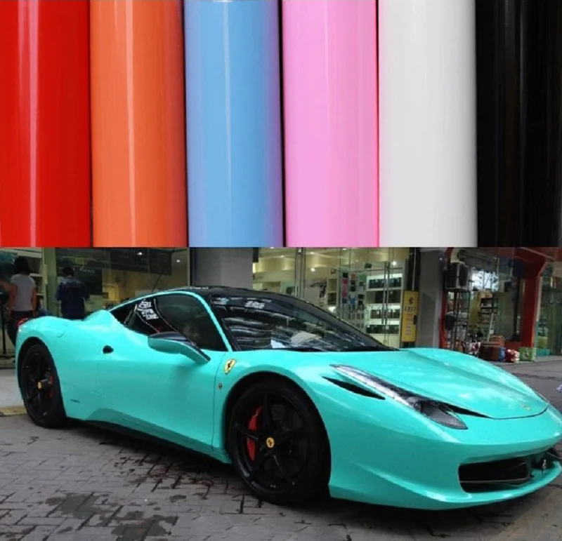 

50*150 Car Styling Stickers PVC Glossy Vinyl Body Film Orange Blue Wrap Bubble Free Car Wrapping Film Many Colors for Choice