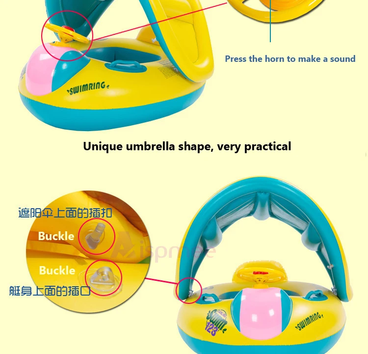 Регулируемые безопасные надувные детские плавательные кольца для бассейна для младенцев плавательный бассейн поплавок сиденье с защитой от солнца круг для купания для малышей Надувное колесо