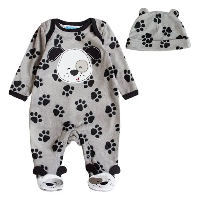 

NewBorn Baby Clothing Set 3M-9M Long Sleeve Overalls rompers+baby hats clothes sets