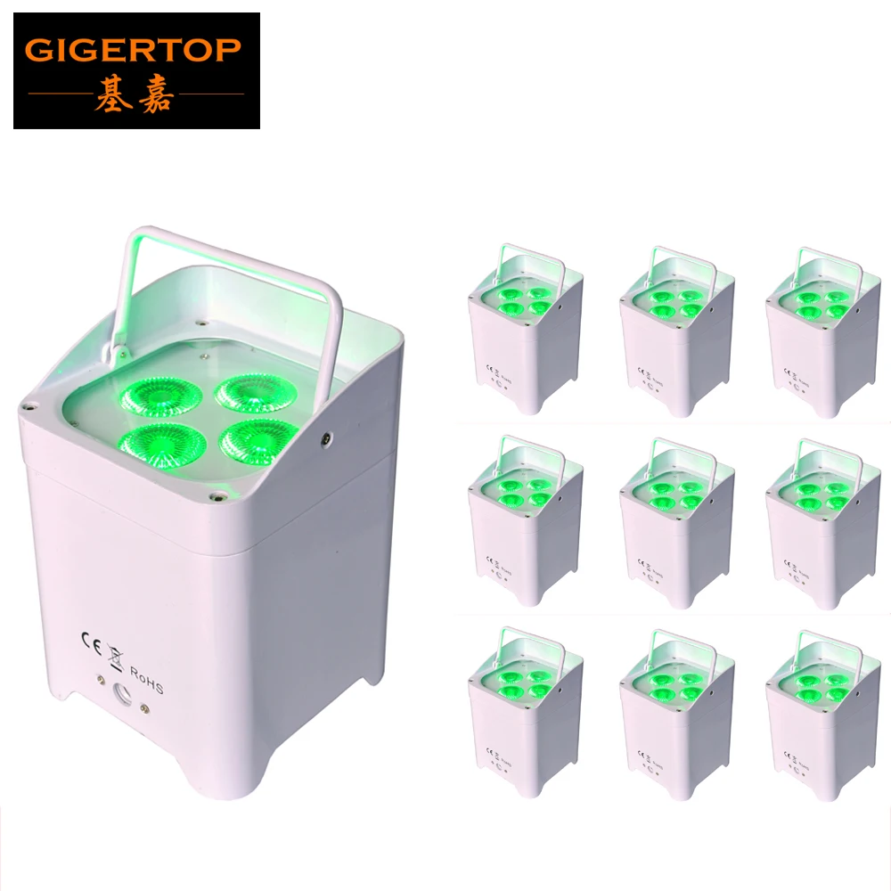 

TIPTOP TP-P111 10 Unit 4x6W Wireless Control Battery Powered Led Par Cans White DMX flat LED Par light For Pub/Bar/Stage Wash