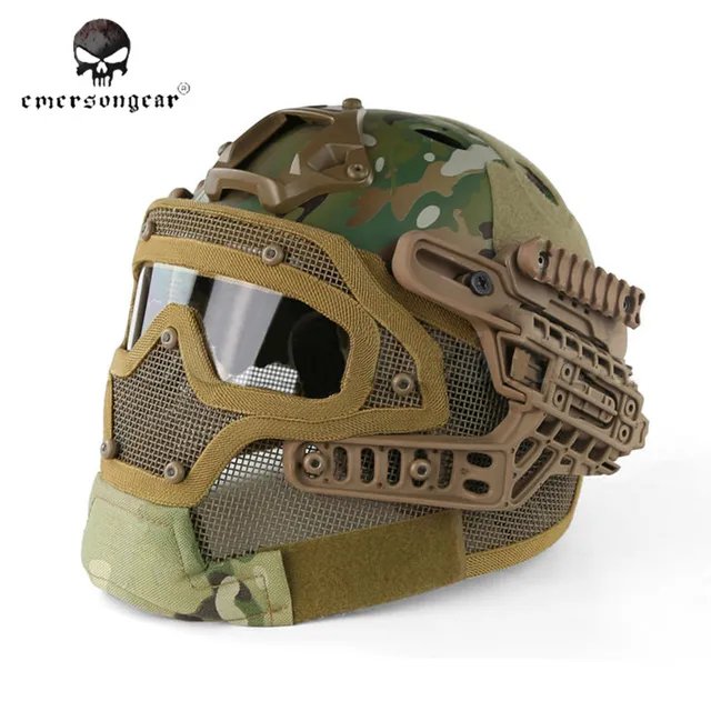 Cheap Emerson Multi-function G4 System/Set PJ Helmet with Overall Protection Glass Face Mask Tactical Airsoft Helmets with Goggles *