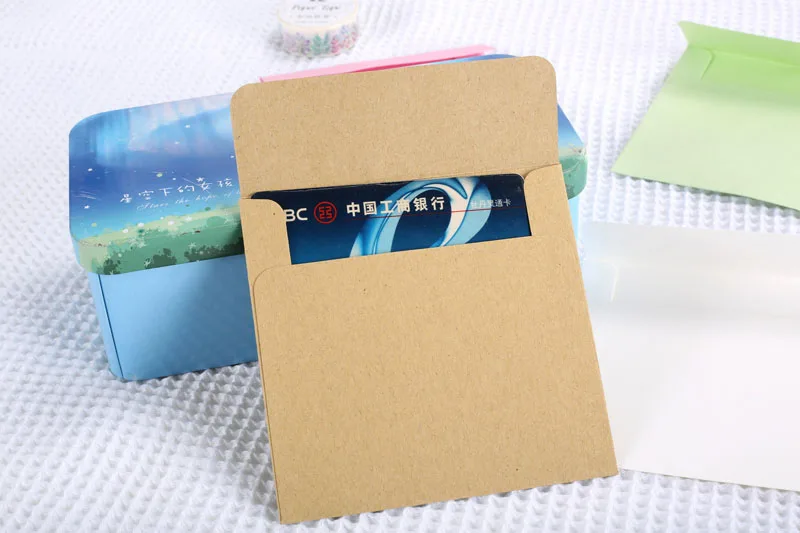 EZONE 10 шт./компл. конфеты цвет конверт крафт-бумаги пустой открытка Кредитная карточка мини конверт 6 цвет канцелярские подарок