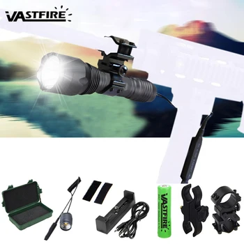 

XPL-V6 White Tactical Hunting Flashlight 10000 Lumen Gray Weapon Gun Light+Rifle Scope Mount+18650+USB Charger+Remote Switch+Box