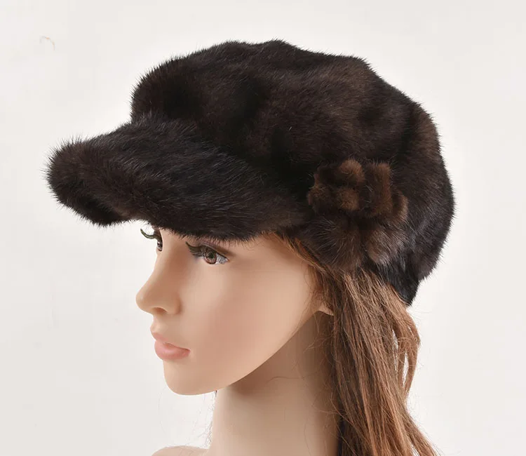 Новая женская Норковая меховая шапка из натуральной кожи, зимние меховые шапки, повседневные меховые шапки, женские русские шапочки без