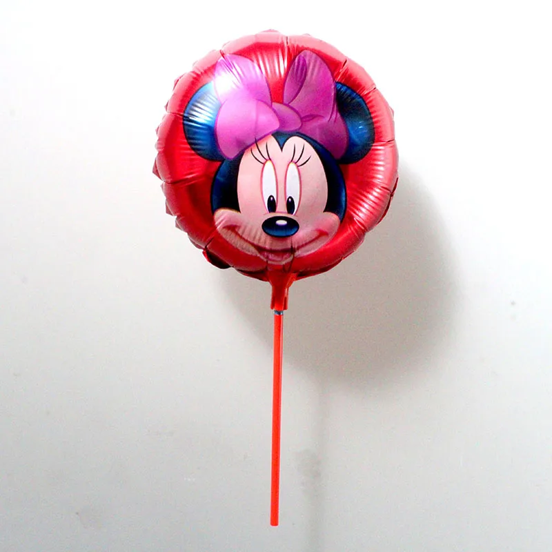 20 шт./лот 8,5 дюймов вечерние надувной шар на палочке Минни погремушка баллон с чашкой на день рождения алюминиевый воздушный шар из фольги воздушные шары