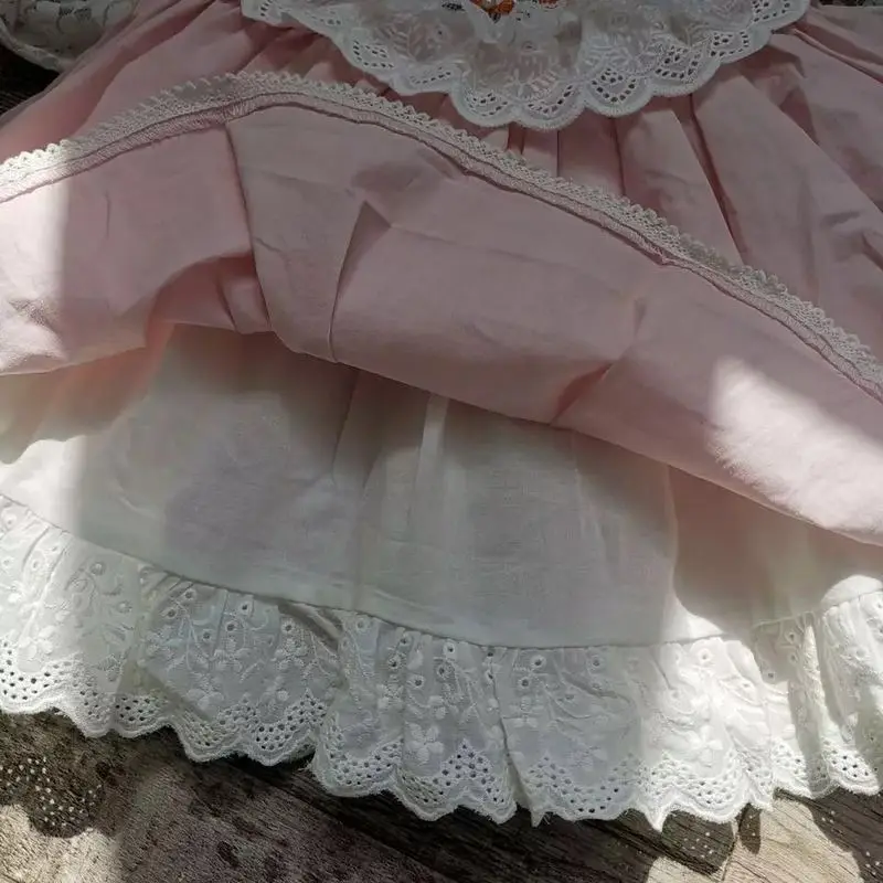 Новое поступление, летнее платье принцессы в стиле Лолиты, изысканное милое платье из чистого хлопка с вышивкой, мягкое кружевное жаккардовое платье