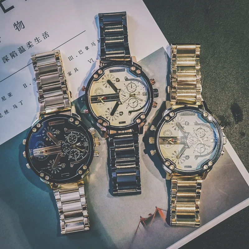 

Social people watch male trend big dial Europe and America double movement with calendar students creative personality men watch