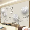 Custom Mural Wallpaper Modern 3D Stereo Tulip Butterfly Flowers Wall Painting Fashion Living Room Home Decor Wall Papers For 3 D ► Photo 2/6