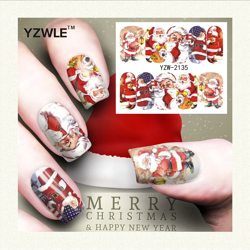 

YZWLE 1 Sheet Christmas Design DIY Decals Nails Art Water Transfer Printing Stickers Accessories For Manicure Salon (YZW-2135)