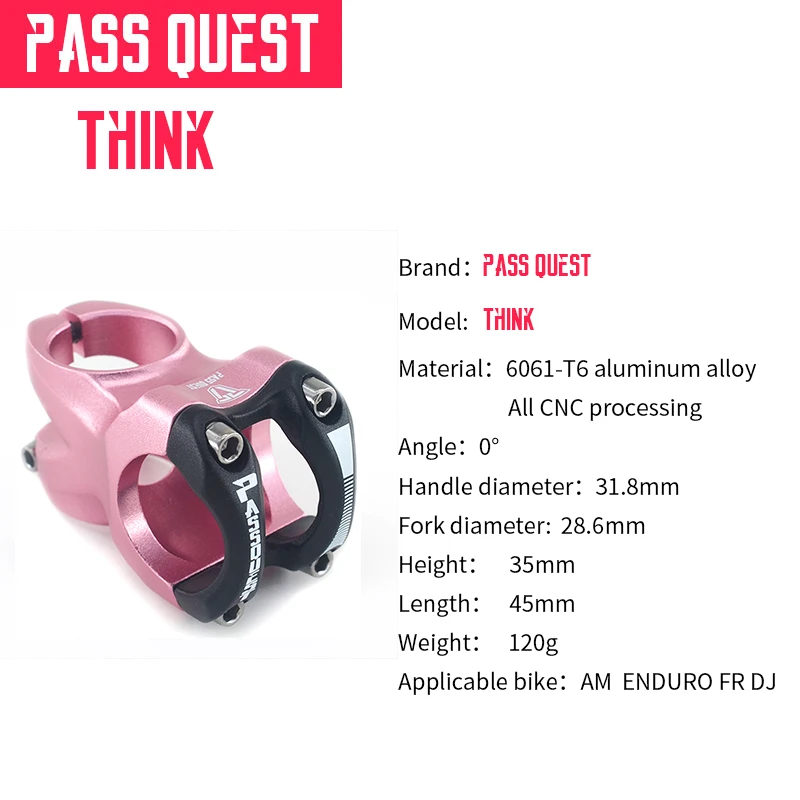 PASS-QUEST-THINK-Stem-31-8mm-Mountain-Road-Bike-Bicycle-Handlebar-Stem-MTB-Parts-Aluminum-Alloy(1)