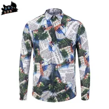 AC& DBZ Новое поступление мужская одежда мужские рубашки 3d печать газета рубашка Дворцовая с длинным рукавом Повседневная Роскошная рубашка