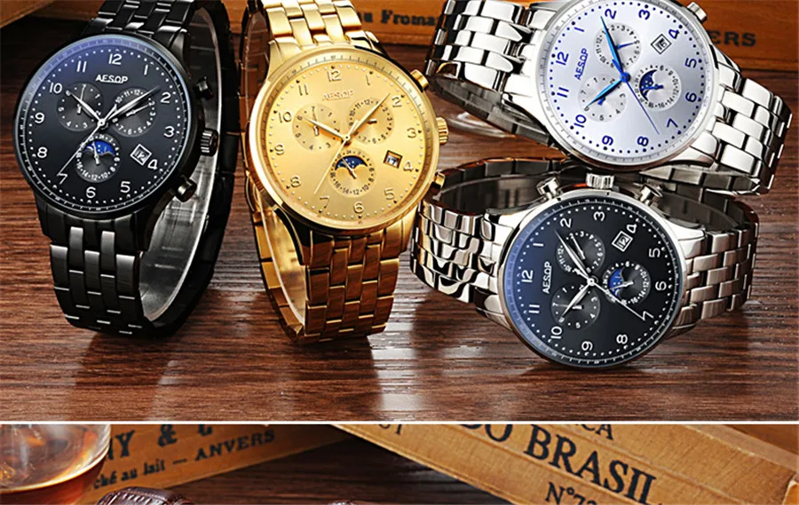 AESOP механические часы мужские часы Автоматические водонепроницаемые спортивные мужские часы лучший бренд класса люкс модные Relogio Automatico Masculino