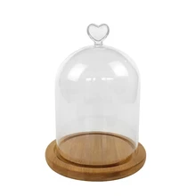 Clear Glass Display Cloche Bell FlowerJar Dome-Immortal Preservation Wooden Base High Borosilicate Glass Heart Bamboo Base Etern Clear Glass Display Cloche Bell FlowerJar Dome-Immortal Preservation Wooden Base High Borosilicate Glass Heart Bamboo Base Etern
