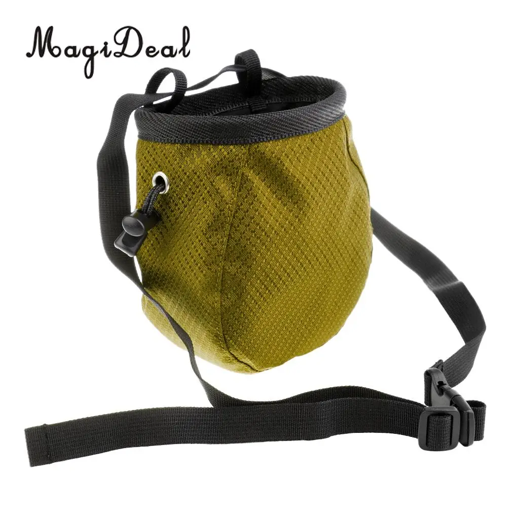 MagiDeal Cylinder Chalk Bag Pouch for Rock Climbing with Drawstring Corded Closure and Waist Belt