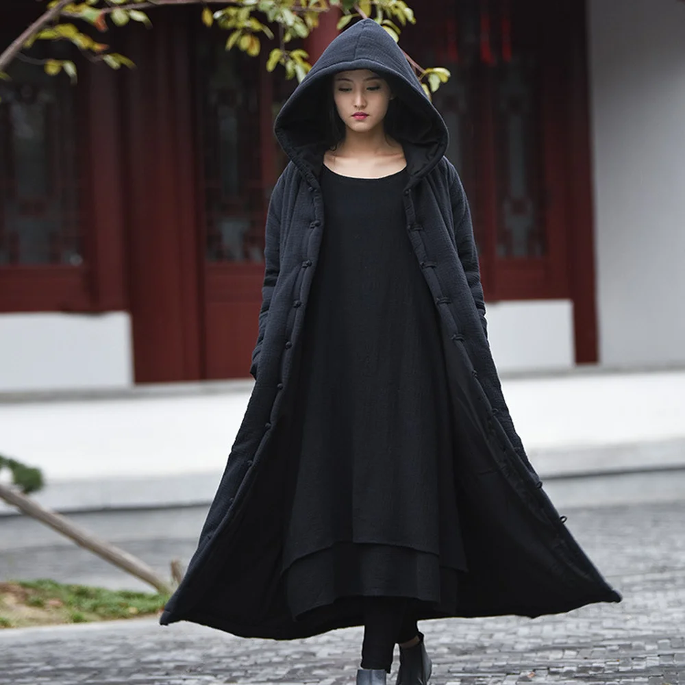 2018 Winter Witch Robe with A Hat Retro Double Wrinkled Cloth Warm