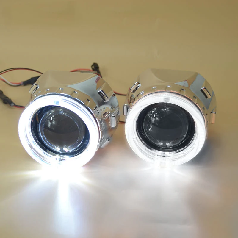 2.5 inch bixenon projector lens + mask shroud with double angel eyes for car HID Headlight headlamp Projector Lens for H1 H7 H4 2.5 inch bixenon projector lens + mask shroud with double angel eyes for car HID Headlight headlamp Projector Lens for H1 H7 H4