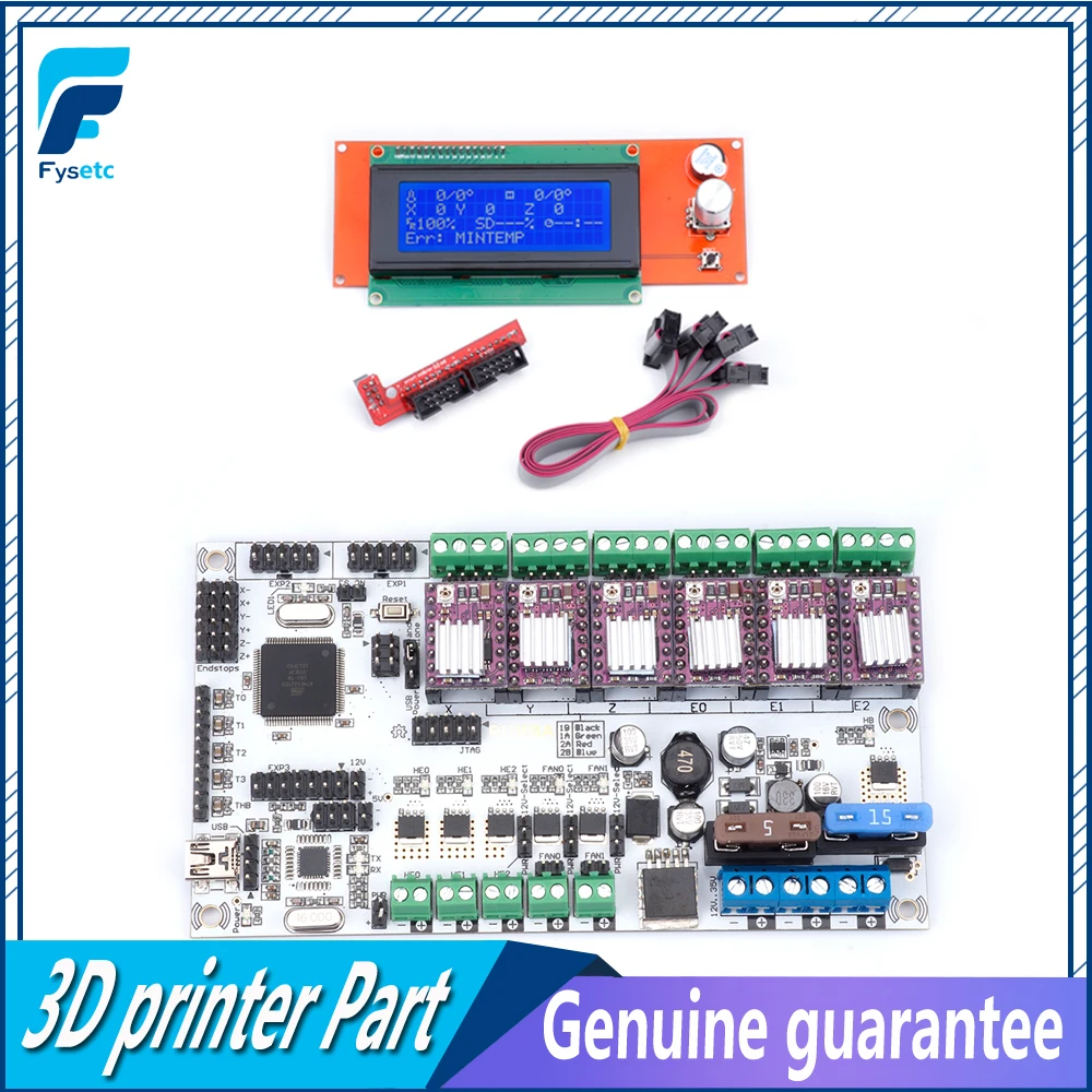 

Rumba+ Board Rumba Plus Motherboard Support 3pc Extruder + DRV8825 Stepper Motor Driver 6pcs + 2004 LCD Display Screen