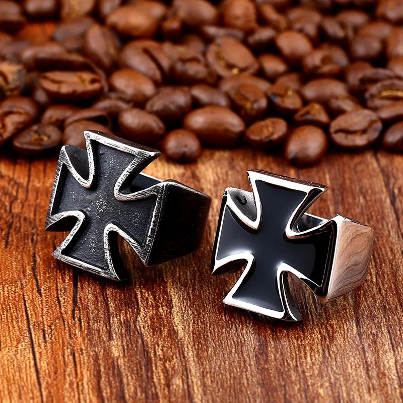 Beier 316L Stainless Steel ring Unisex Black Sureface For Woman And Man Gothic Punk Cross Finger Ring Gift Jewelry LR505